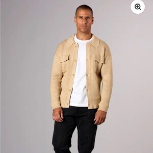Jamison Men’s WHIPSTITCH SWEATER JACKET WHEAT Tan Ribbed Cardigan size M